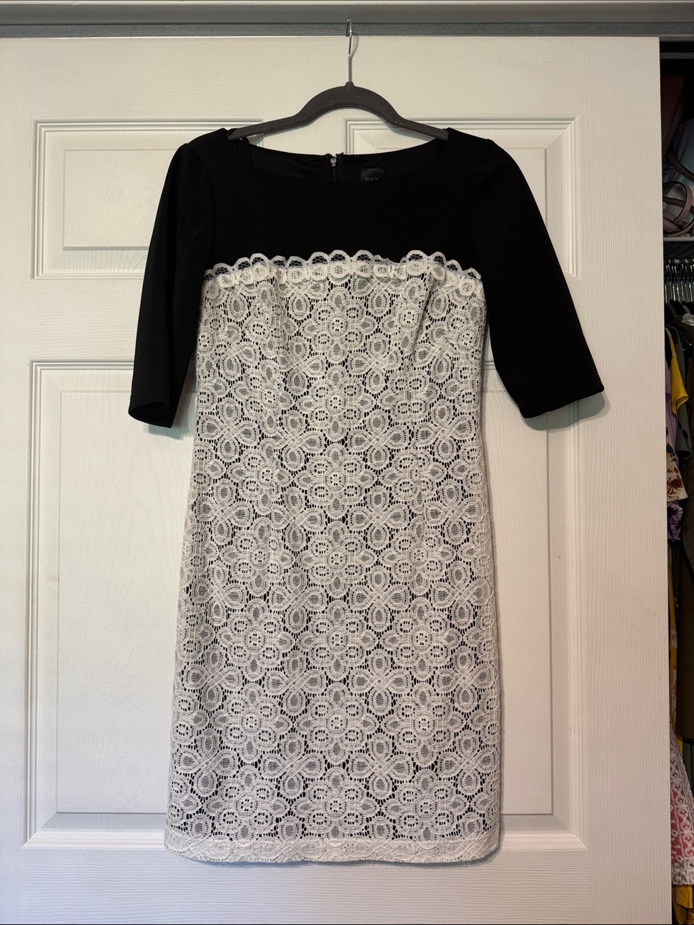 Saks Fifth Avenue Black and White Lace Dress